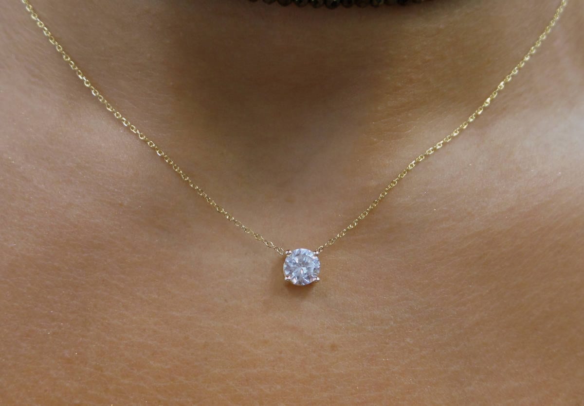 Sterling Silver Black Cubic Zirconia Solitaire Necklace - 18 Inch Rolo Chain For Women & Men