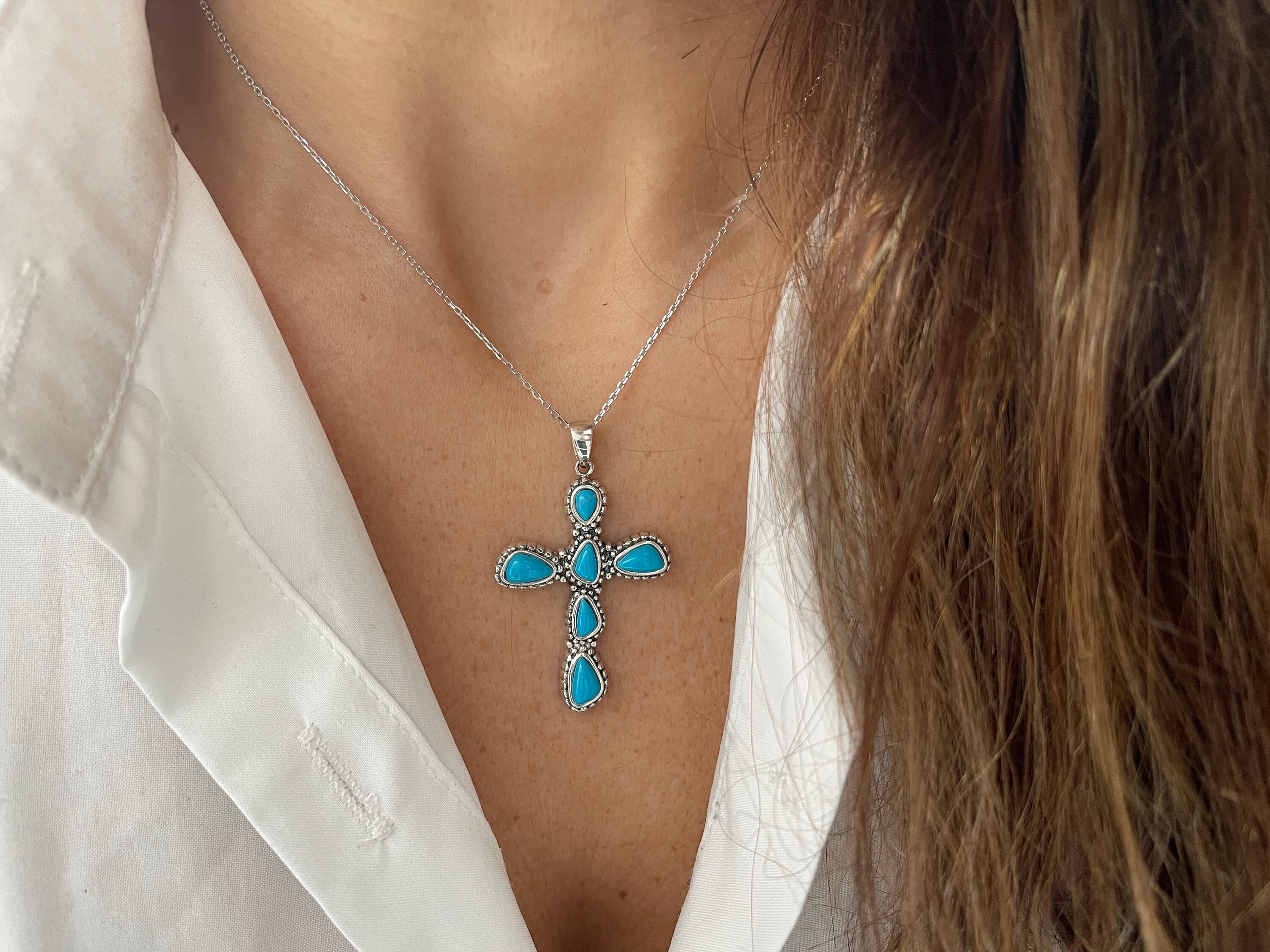 Ciondolo a forma di croce in argento sterling con