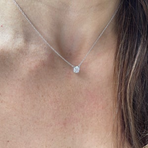 Solitaire Necklace / CZ Prong Necklace Sterling Silver / Dainty Solitaire Necklace / Minimalist Necklace / Solitaire Cz / Floating CZ
