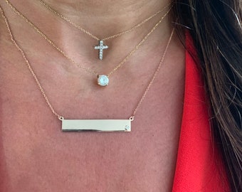 Collana con barra placcata oro rosa: accento CZ, argento sterling 925