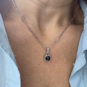 Collana con clip di carta solitario con diamante nero CZ / Ciondolo solitario CZ / Collana solitario da sposa / Collana minimalista