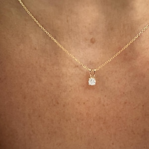 Lab Grown Diamond Solitaire Pendant: 14k Gold Bridal Necklace