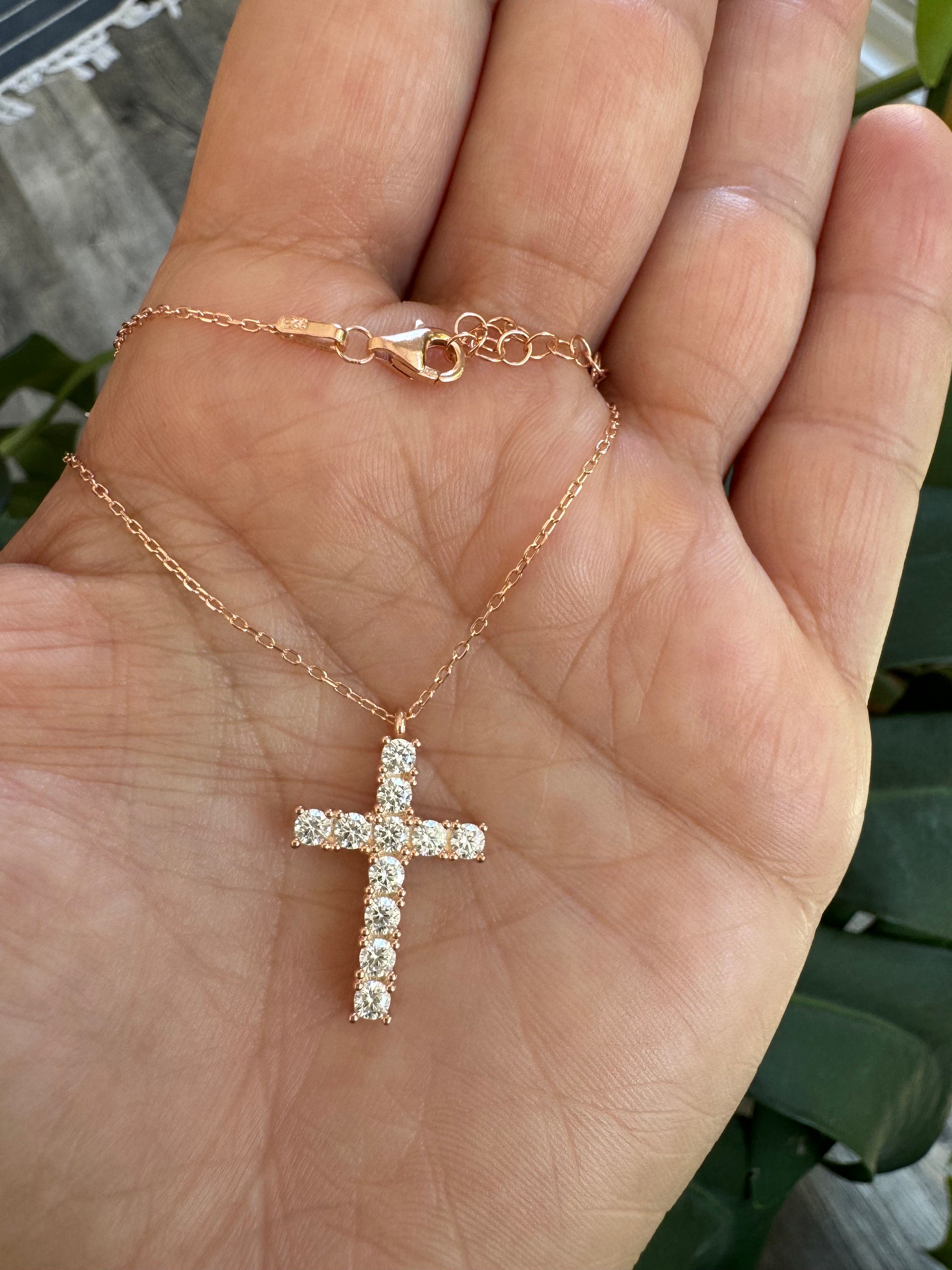 Collana A Croce Classica Con Zirconi Cubici - Gioiello A Girocollo Argento Per Donne E Ragazze