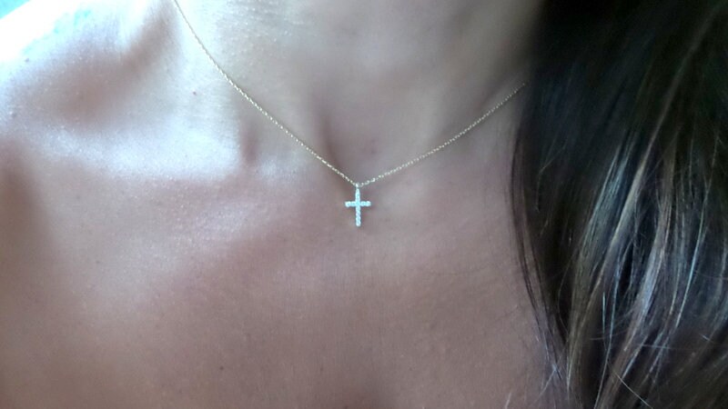 Weiße Saphire Kreuz Anhänger Halskette 925 Silber