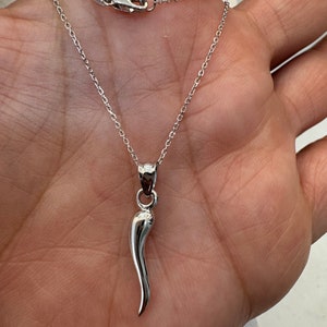 14K Solid Gold Italian Horn Necklace: Delicate Layering Pendant