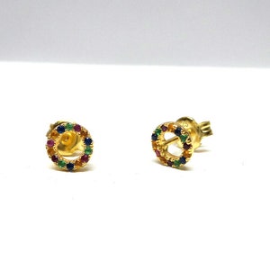 O Earrings / Hugs Earrings / Yellow Gold Plated Silver O Earrings / Cz O Earrings / Tic Tac Toe Earrings / Dainty O Earrings