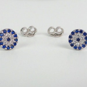 Evil Eye Earrings / Blue Cz Evil Eye Studs / Silver Evil Eye Earrings / Minimalist Evil Eye Studs / Dainty Evil Eye Earrings