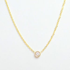 Diamond Solitaire Necklace/ 14k Diamond Necklace/ Gold Diamond Pendant/ Bridal Jewelry/ Delicate Diamond/ Dainty Diamond/ Mini Diamond