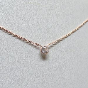 Diamant Solitär Halskette / CZ Solitär Anhänger / Zierliche Solitär Halskette / Minimalistische Halskette / Solitär Anhänger / Rose Gold