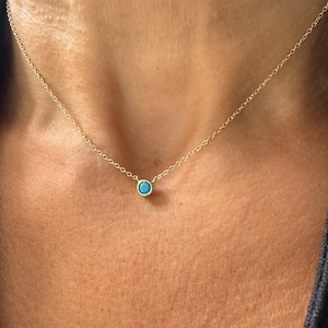 Turquoise Solitaire Necklace / Gold Blue Turquoise Solitaire Necklace / Blue Solitaire Turquoise Necklace