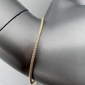 Diamond Cz Bracelet / Tennis Bracelet / CZ Tennis Bracelet / Yellow Gold Plated Silver CZ Tennis Bracelet / Bridal Gift / Bridal Bracelet