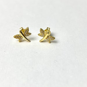 Dragonfly Earrings / Gold Small Dragonfly Earrings / Cz Dragonfly Earrings/ Dainty Dragonfly / Dragonfly Charm Earrings /