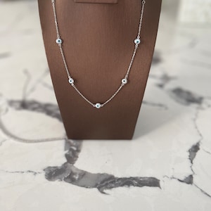 Evil Eye Necklace / Silver Evil Eye Choker Necklace / Evil Eye Station Necklace / Yoga Necklace / Round Evil Eye / Kabbalah Jewelry