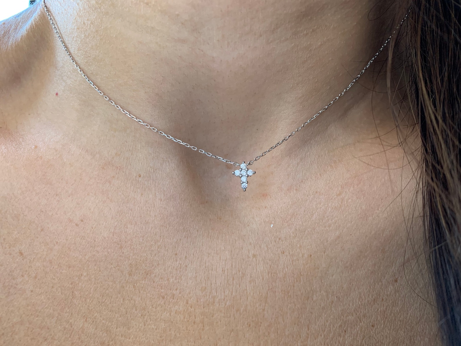 Cross Necklace / Tiny Cross Necklace / Mini Cross Necklace / Sterling ...