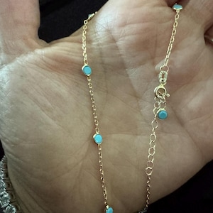 Turquoise Ankle Bracelet / Gold Turquoise Anklet / Summer Blue Ankle Bracelet / Turquoise station Anklet / Summer Jewelry