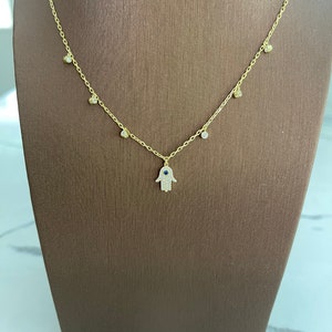Hamsa Necklace /  Small Hamsa Necklace / Gold Hamsa Station Necklace / Layering Hamsa Necklace / Protection Necklace