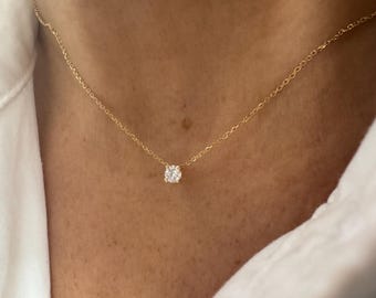 Lab Grown Diamond Solitaire Pendant: 0.20ct VVS1 14k Gold Prong Setting