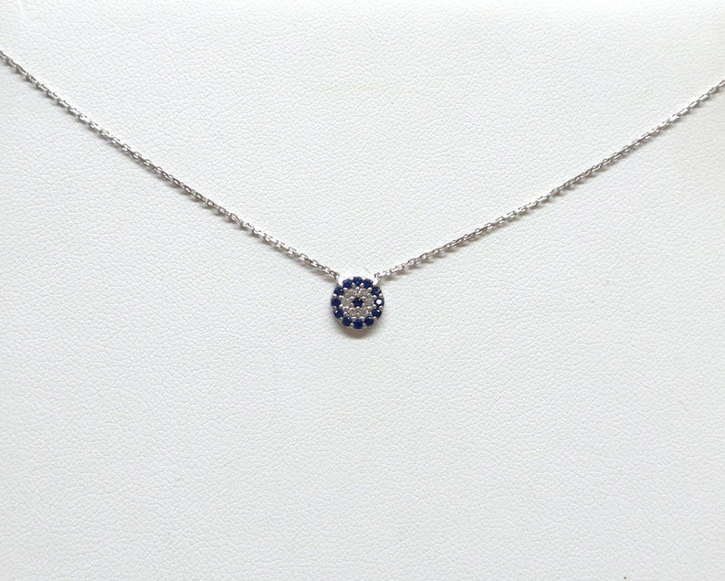 Evil Eye Necklace / Dainty Evil Eye Necklace / Sterling Silver Etsy