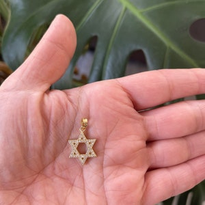 Sterling Silver Star of David Necklace: Gold Rhodium Plated, Cubic Zirconia