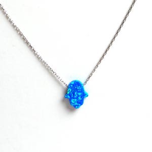 Hamsa Necklace Sterling Silver/ Opal Hamsa Pendant/ Blue Opal Hamsa/ Hamsa Hand Necklace/ Yoga Jewelry/ Protection Necklace/ Birthday Gift