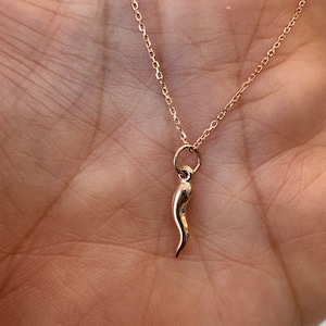 Italian Horn Necklace / Horn Necklace/ 14K Rose Gold Horn Necklace / Gold Horn Necklace / Solid Gold Horn / Mini gold Horn Pendant