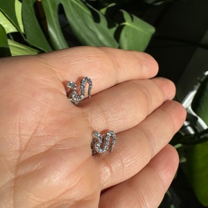 Snake Earrings / Silver Snake Earrings / Diamond Cz Snake Earrings / Trendy Everyday Snake Hoop Earrings