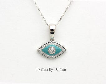 Collar de ojo malvado de plata esterlina: colgante de protección con circonita cúbica