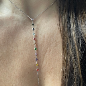 Sterling Silver Cubic Zirconia Y Lariat Necklace