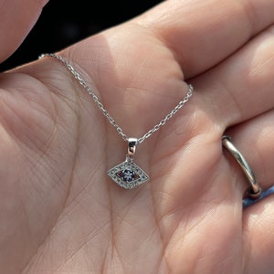 Sterling Silver Evil Eye Necklace: Cubic Zirconia Protection Jewelry