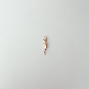 Italian Horn Pendant / 14k Rose Gold Italian Horn Pendant / Solid Gold Italian Horn / Mini Horn Pendant