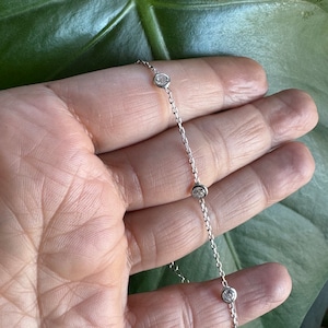 925 Silver CZ Station Bracelet, CZ Bezel Set Bracelet