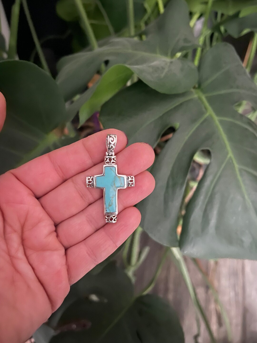 Turquoise Cross Pendant / Cross Necklace / Turquoise Cross Necklace ...