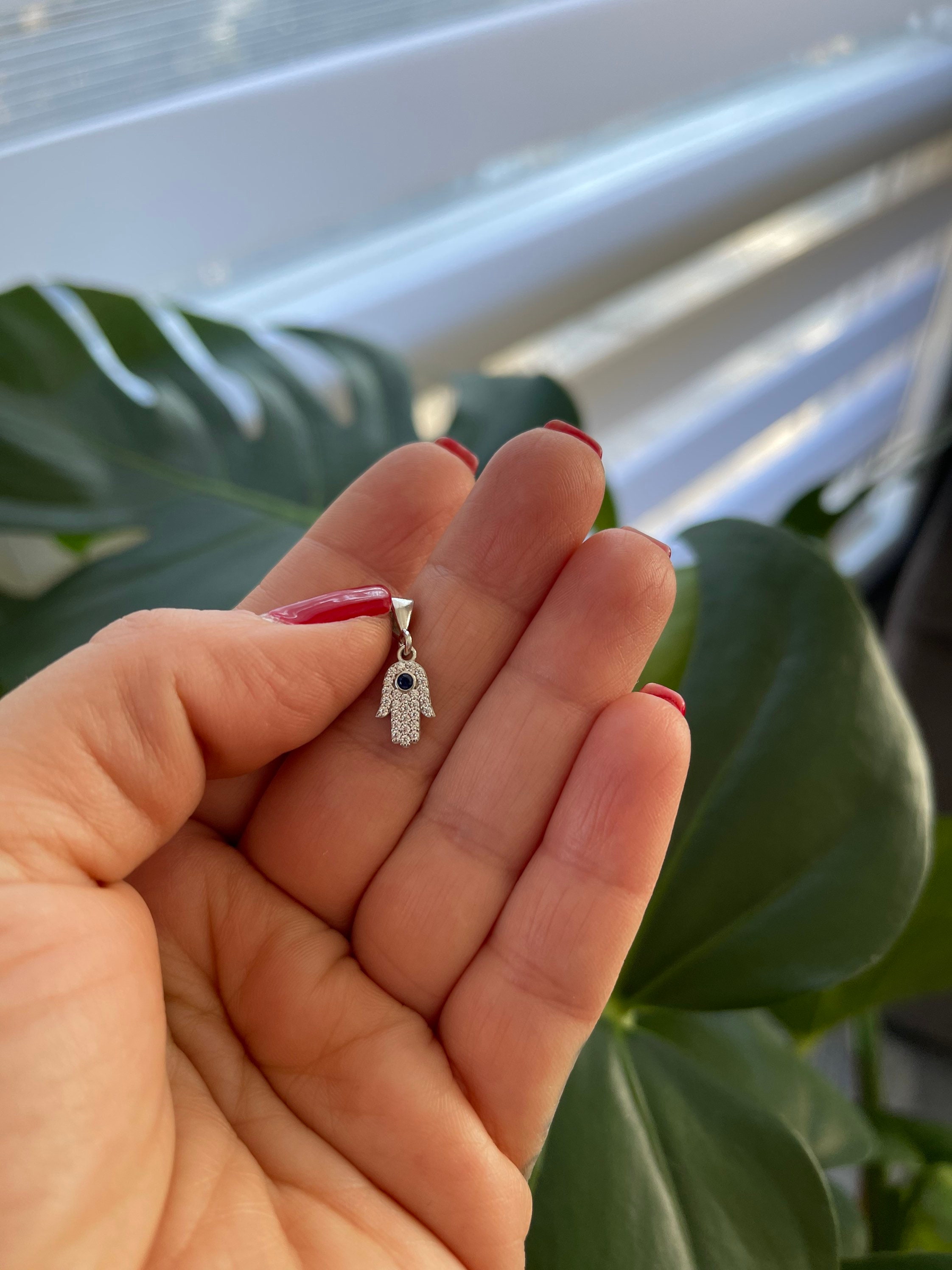 Hamsa Pendant / Sterling Silver Hamsa Pendant / Hamsa Charm Pendant