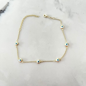Evil Eye Station Ankle Bracelet / Gold Evil Eye Ankle Bracelet / Trendy Ankle Bracelet / Evil Eye Anklet / Evil Eye Anklet