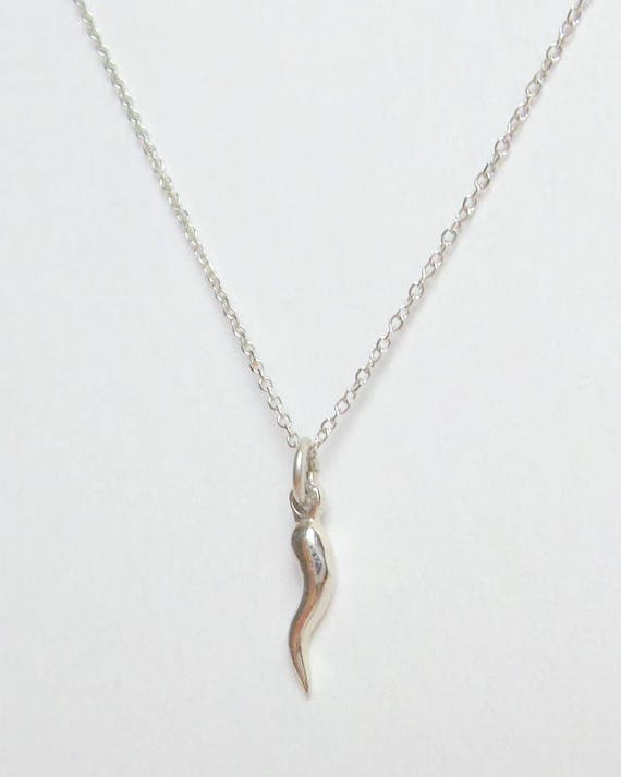Italian Horn Necklace 14k White Gold 50