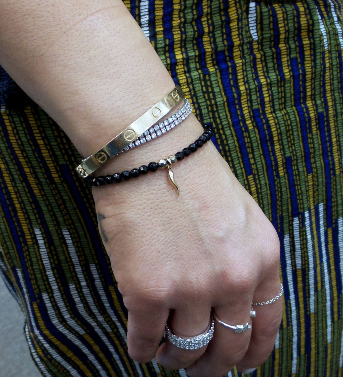 Italian Horn Bracelet / 14k Gold Italian Horn Beaded Bracelet Etsy