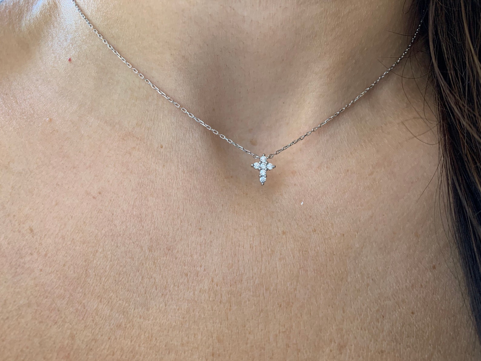 Cross Necklace / Tiny Cross Necklace / Mini Cross Necklace / Sterling ...