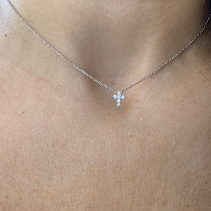 Dainty Small Diamond cz Cross Necklace: Religious Jewelry