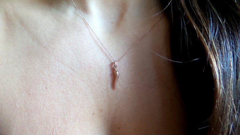 Rose gold italian horn necklace Clearance