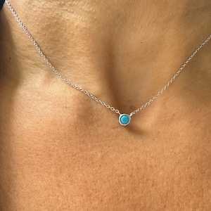 Turquoise Solitaire Necklace / Silver Blue Turquoise Solitaire Necklace / Blue Solitaire Turquoise Necklace