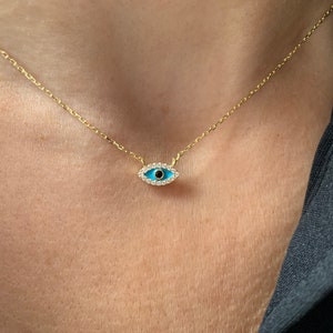 Gold Evil Eye Necklace / Blue Evil Eye Necklace / Gold Evil Eye Necklace / Small Evil Eye Pendant / Protection Necklace / Kabbalah