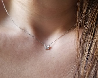Dainty Sterling Silver Butterfly Necklace: CZ Charm Pendant