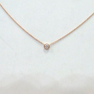 Diamond Necklace / 14k Rose Gold Solitaire Diamond Necklace / Diamond Bezel Necklace / Minimalist Diamond Necklace / Dainty Diamond / Gift image 4