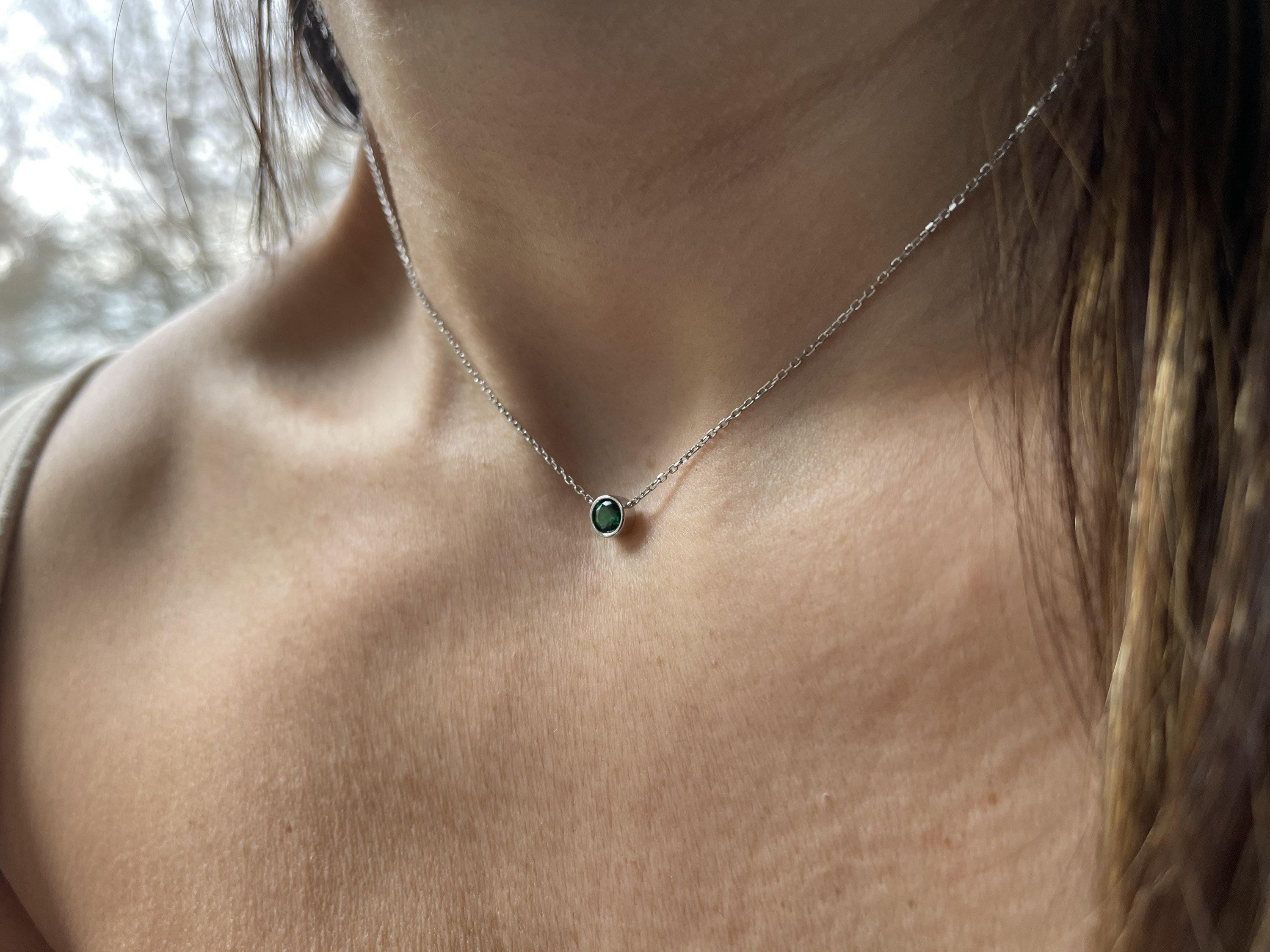Emerald Solitaire Necklace 5mm Emerald Solitaire Pendant