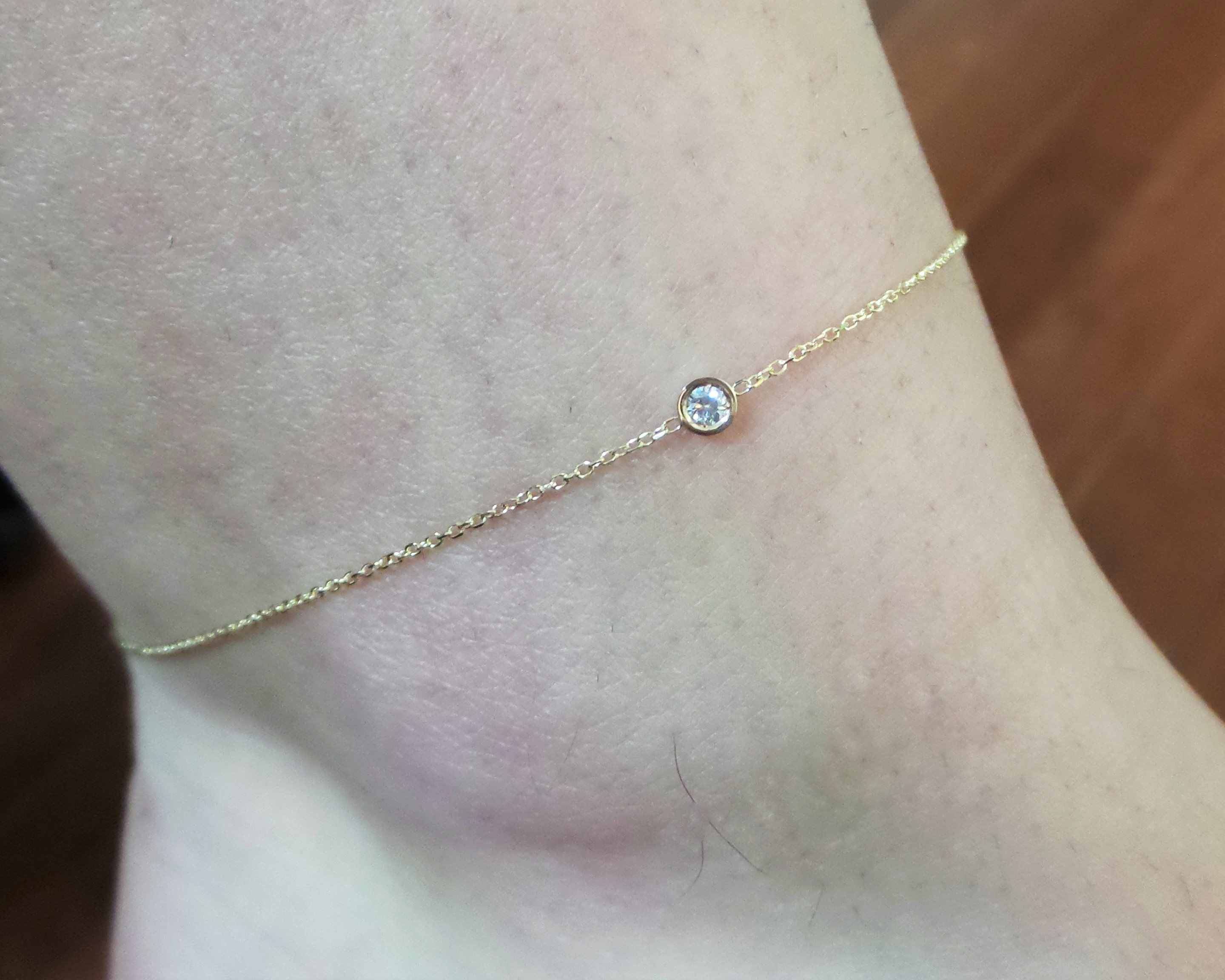 Diamond Ankle Bracelet / 14k Gold Solitaire Diamond Ankle Etsy