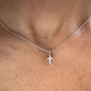 Dainty CZ Cross Necklace: Sterling Silver, Gold, Rose Gold