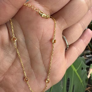 Topaz Station Necklace: Gold Plated 925, Adjustable Length