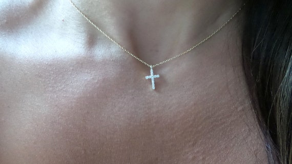Small Cross Necklace / Cross Necklace / Diamond Cz Cross