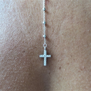 Cross Rosary Necklace / Silver Rosary Bead Necklace / Rosary Bead Necklace / Cross Necklace / Virgin Mary Necklace / Virgin Mary Medallion image 5