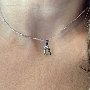 Heart Necklace / Diamond Cz Heart Necklace / Sterling Silver Heart Necklace / Dainty Heart Necklace / Minimalist Heart Necklace / Love